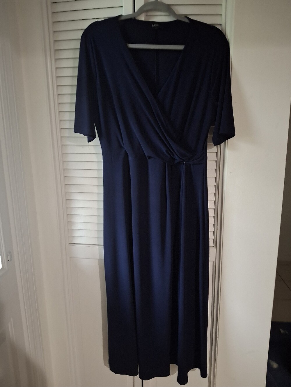 MSK Navy Faux-Wrap Maxi Dress